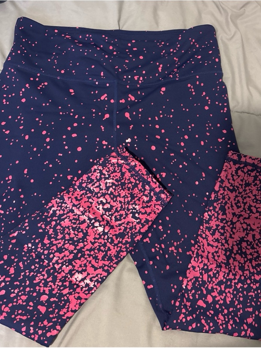 ZYIA Navy Leggings with Bright Pink Splatter